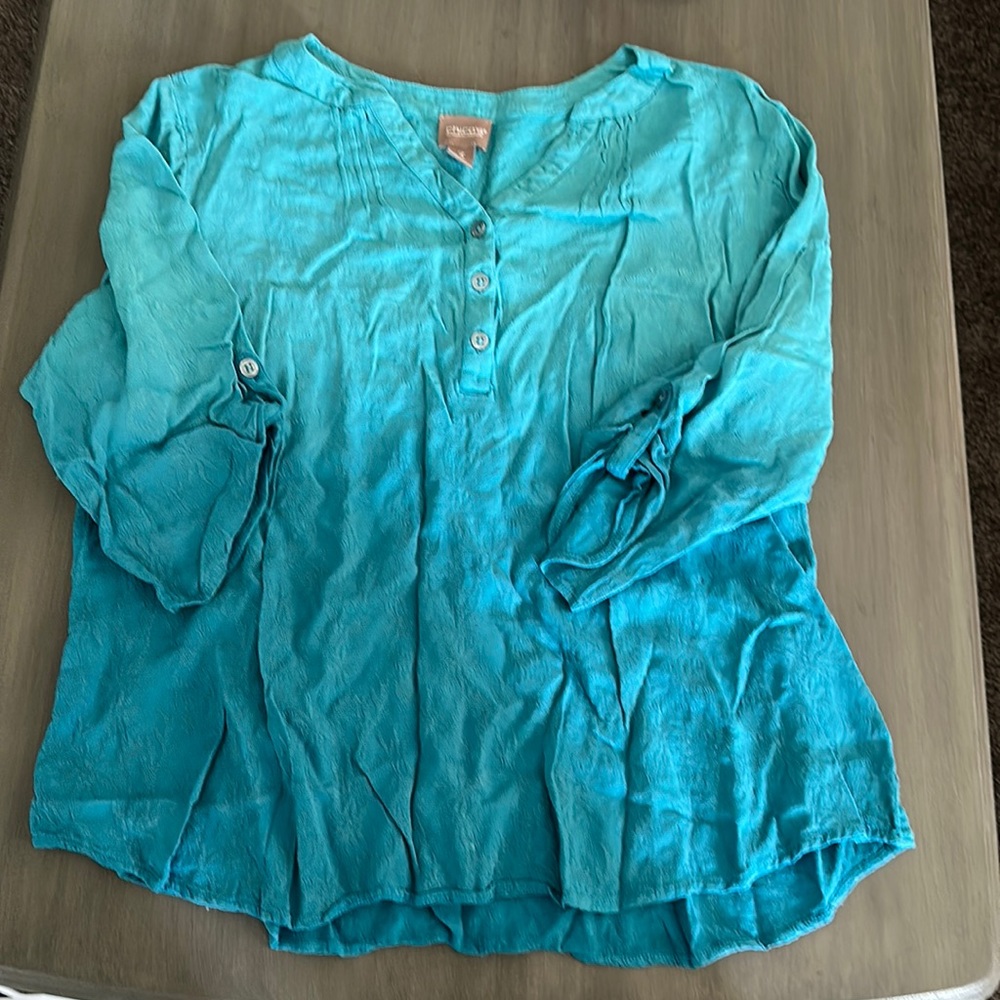 Beautiful sea blue 3/4 sleeve blouse
